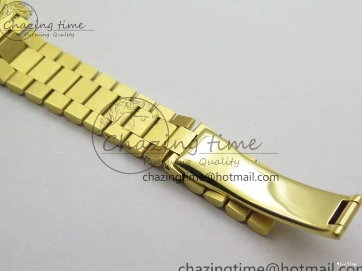 MiroTime 0305 Versatile Daydate 278288 31mm YG EWF Best Edition Green Malachite Dial Crystal Markers on YG President Bracelet ETA 2606